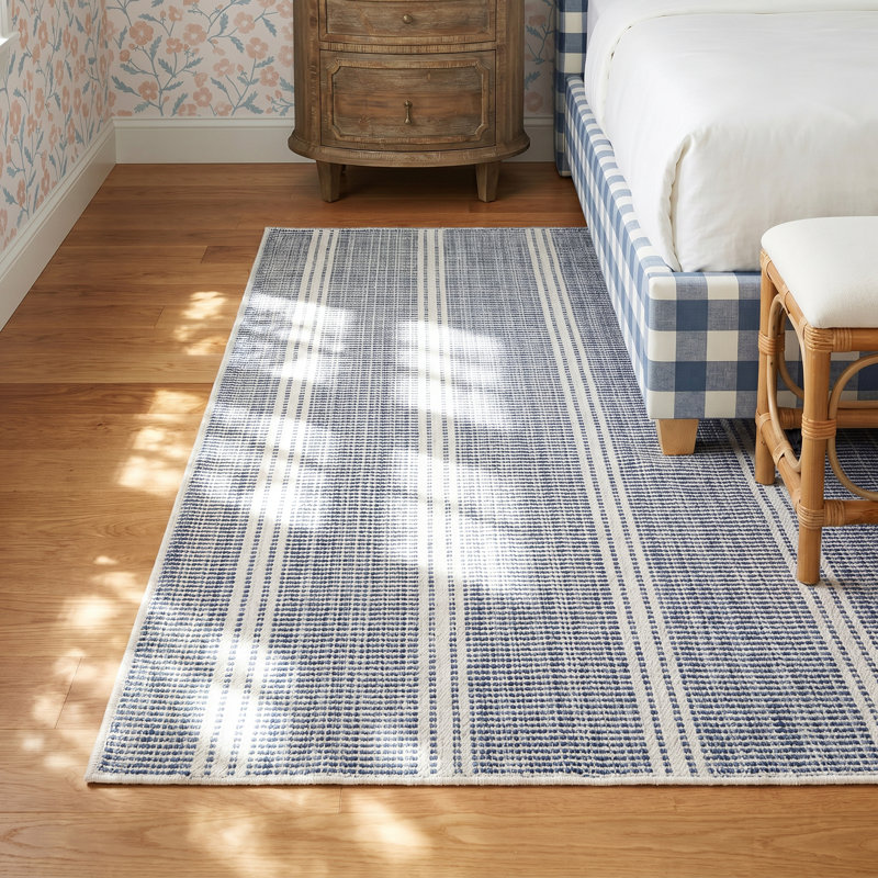 Dash and Albert Rugs Malta Blue Machine Washable Striped Rug